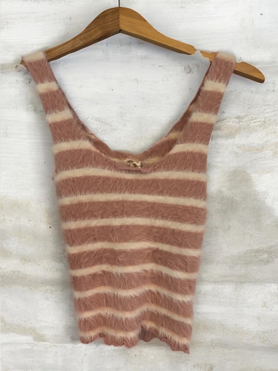 Hem & Thread Tops - Hem & Thread Striped Fuzzy Tank Top in Dusty Rose & Cream NWT
